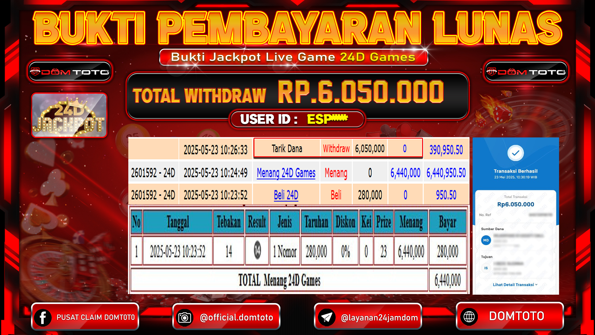 JACKPOT LIVE GAME 24D GAMES 23 MEI 2025